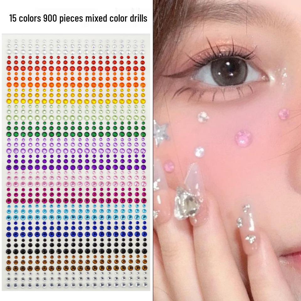 900-Piece Rhinestone Stickers: 15 Colors for Kids' Eye Makeup & Face Decoration