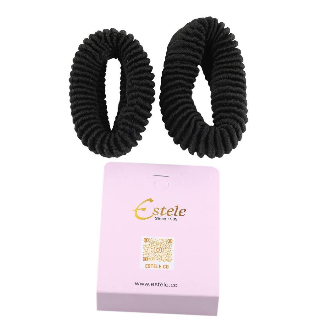 Estele Black/White Pony Tail Tight Rubber Bands for Women's/girls (Pack of 2)