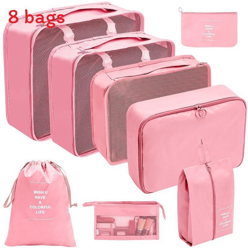 Travel Organizer Bag Set With Polyester Fabric For Clothing And Toiletries Packing