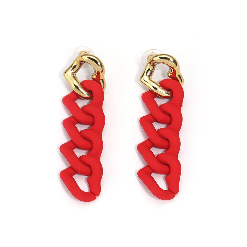 A Pair 18×67mm Acrylic Earrings Matte Colorful Heart shaped Chain Pendant For Women's Charm Earrings Gift Diy Jewelry Making