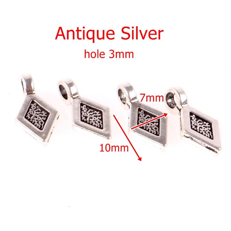 50PCS Tibetan Style Alloy Glue on Flat Pad Bails Water drops Rectangle Shape Pendants Charms Connector Hanger for Jewelry Making