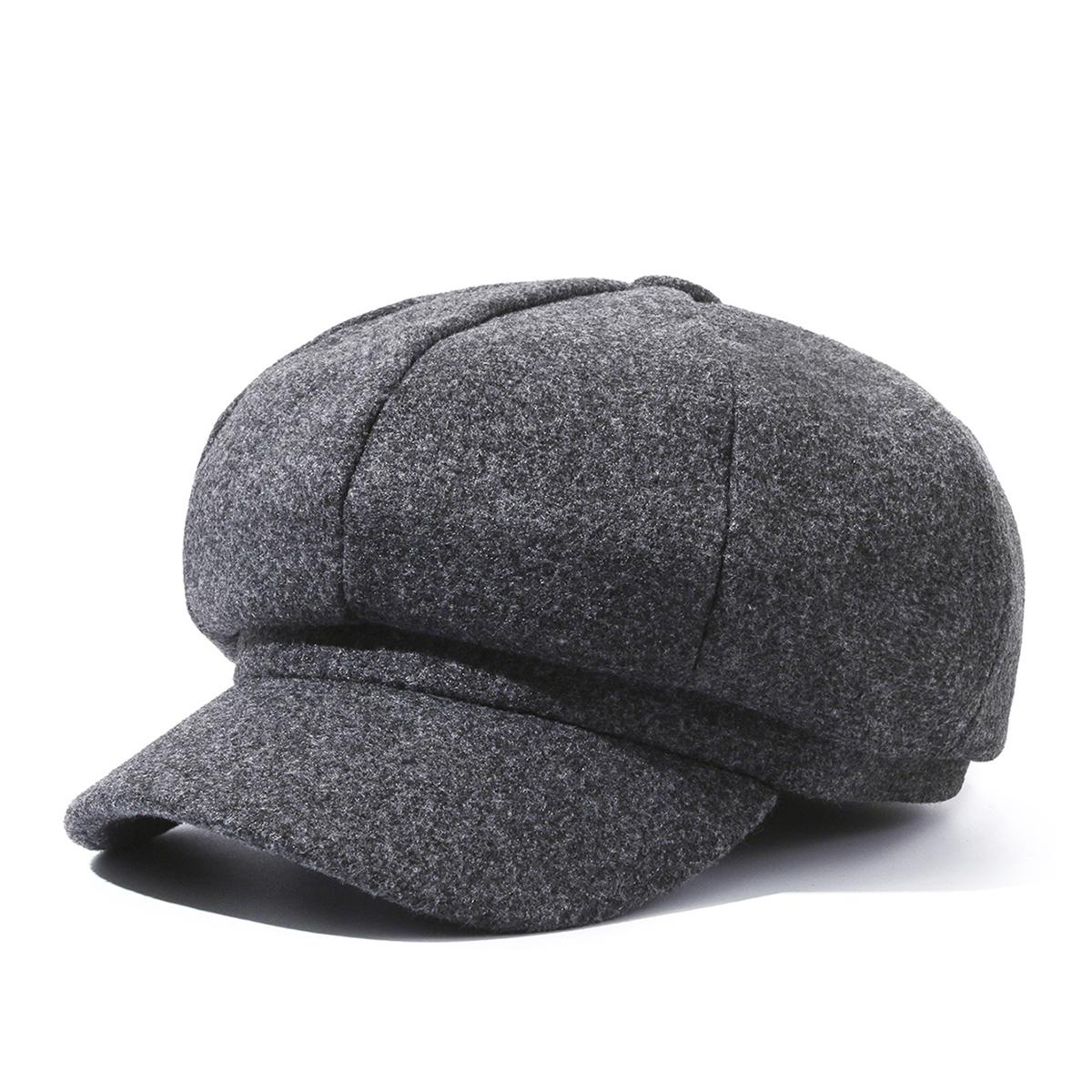 

Vintage British-Style Forward Cap, Korean-Style Artist Hat, Trendy Beret for Men and Women, Fashionable Simple Octagonal Hat for Hiking and Trekking сірий