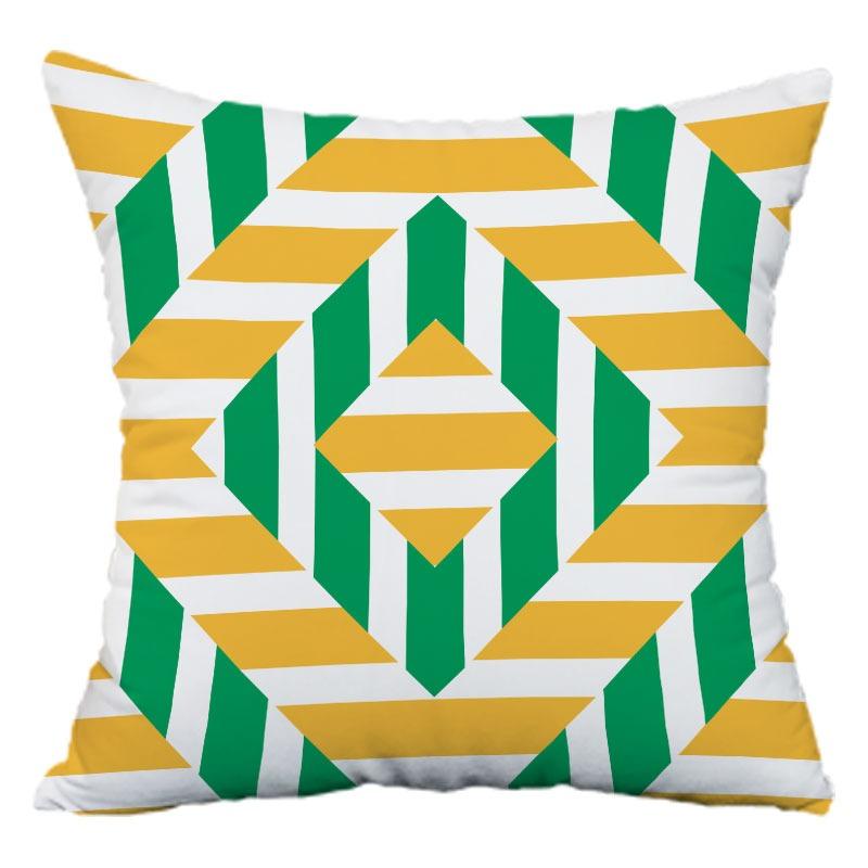Green and Yellow Geometric Pillowcase Dormitory Decoration Office Living Room Sofa Home Pillowcase