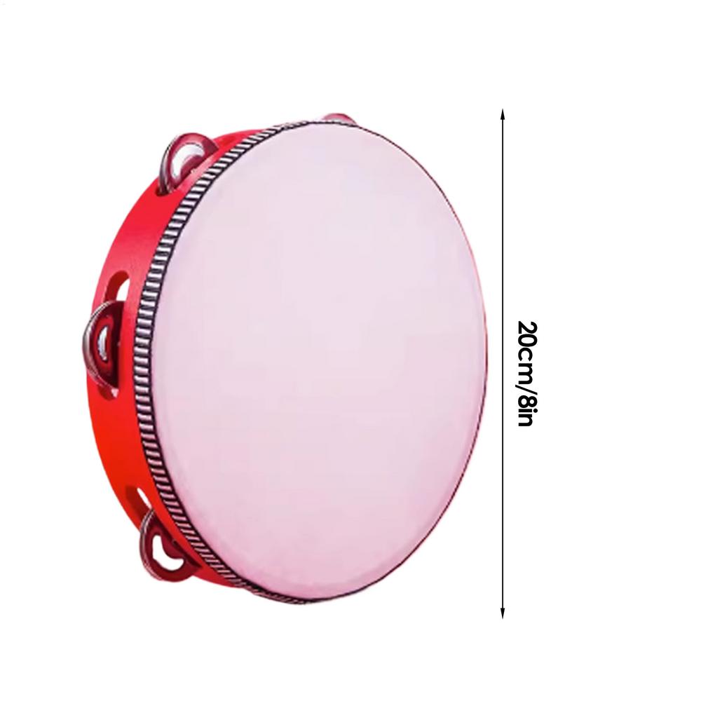 Детский тамбурин, барабан, танцевальный ручной барабан для взрослых, 8-дюймовый тамбурин, профессиональный музыкальный инструмент для начинающих для подростков и детей красный