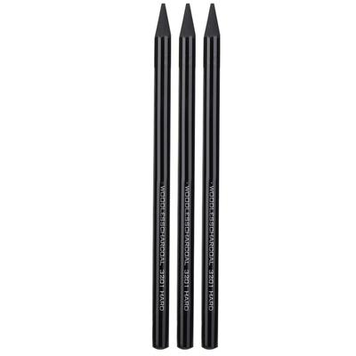 3PCS Crayons Charbon de Bois Pur Durs Moyens Souples Crayons à Dessin Crayons à Esquisse Adultes