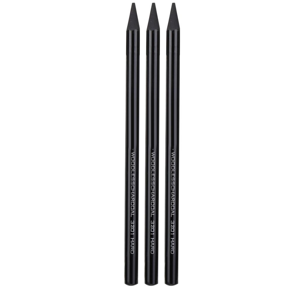 3 matite a carboncino senza legno, dure, medie e morbide, per disegno e schizzi, ideali per artisti.
