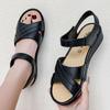 Large size women's sandals 2025 summer new rubber and plastic Velcro flat sole middle-aged and elderly soft sole mother-in-law sandals mother shoes