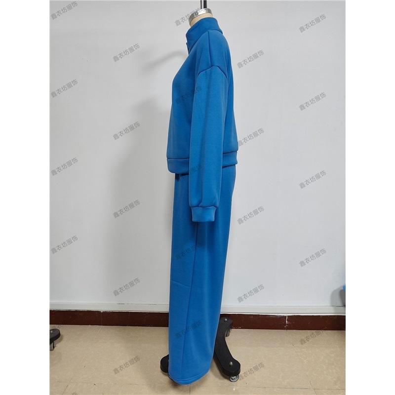 Women's 2 Piece Casual Tracksuit Half Zip Sweatshirt And Elastic Waist Wide Leg Pants Loungewear Set