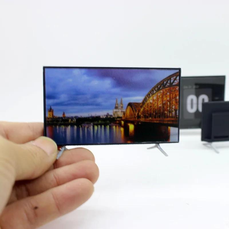 Miniatur-Fernseher im Maßstab 1:12 mit Ständer - Puppenhaus-Accessoire für Heimdekoration, realistisches Modell für DIY-Basteln und Geschenke, kleine Ornament