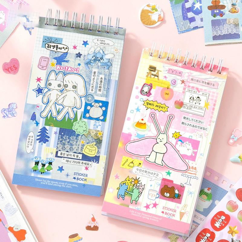 20Sheets Cartoon PET Sticker Book DIY Diary Decoration INS Hand Account Stickers Scrapbooking Kawaii Stationery School Supply