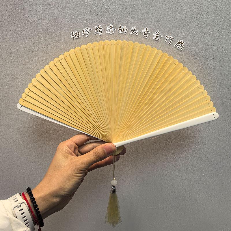 Mini Retro Bamboo Folding Fan - Chinese National Style Qipao Design