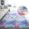 Covor pufos curcubeu pentru camera de fete Decor Kawaii drăguț Covor de pluș colorat pentru camera de zi, vopsit în cravată, covoraș de dormitor cu gradient