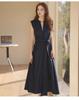 Elegant Women's Sleeveless Drape Design Dress - Hepburn Style, Tie-Up Waist, Slimming Long Commuter Dress