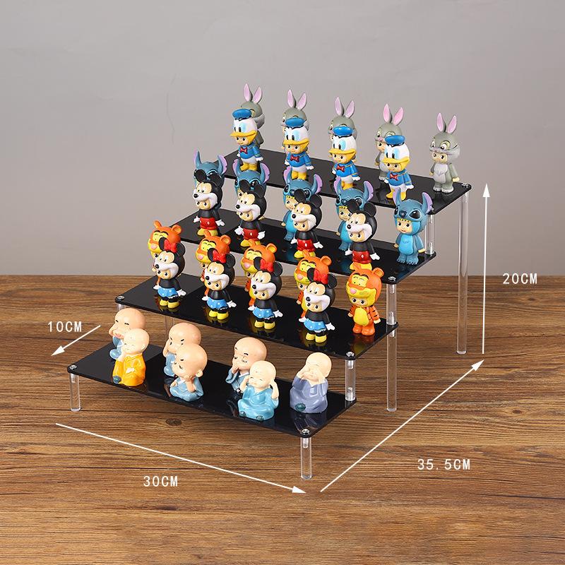 Black Handmade Toy Display Rack 1/2/3/4/5 Layer Ladder Shelf for Building Block Model Doll Office Cosmetics Storage
