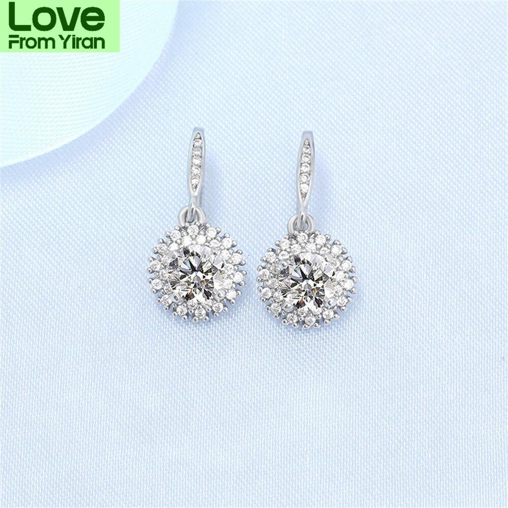 New Women Earring Pendant Fashion 925 Silver Diamond -Studded Gypsophila Ear Studs Piercing Hoops Earrings Jewelry Festival Gift