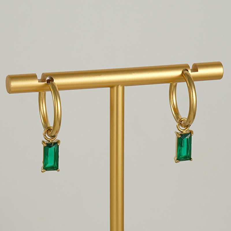 2023 Trendy 18K Titanium Steel Zircon Colorful Ear Hoops - European & American Design Women's Earrings