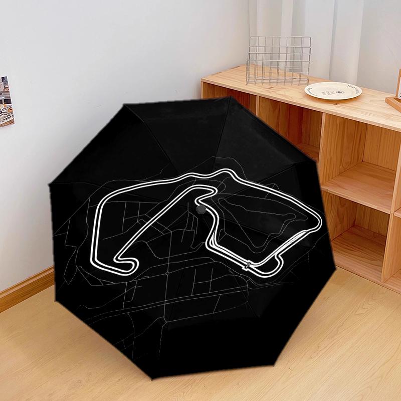 1 PC Automatic Folding Umbrella - F1 Track Map Pattern, Portable & Foldable Design with 8 Ribs, Christmas Birthday Gifts