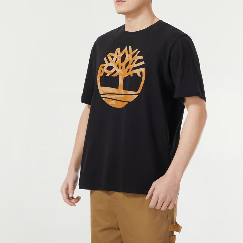 Timberland Logo Print Round Neck Outdoor Breathable Short Sleeve T-Shirt Men Tops Black A2Q5Q-001