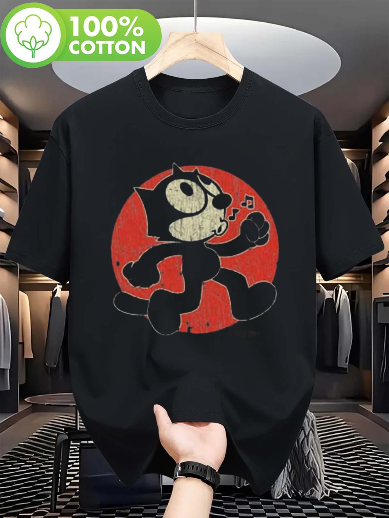 

Мужская ретро-футболка с рисунком Феликса - Печатный топ в ретро-повседневном стиле, подходит как для мужчин, так и для женщин, парная, забавная ретро-футболка ... S разноцветный