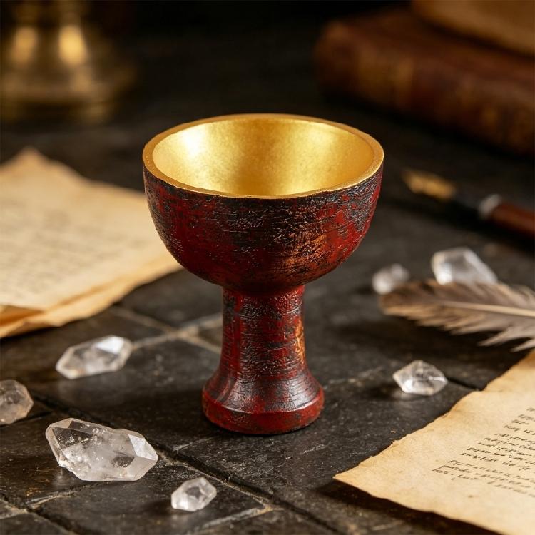 Wide Opening Resins Vase, Medieval Gothic Pedestal Chalice Goblet Decors for Desktop Accent Styling, Mantels Layering, and Florals Display Use