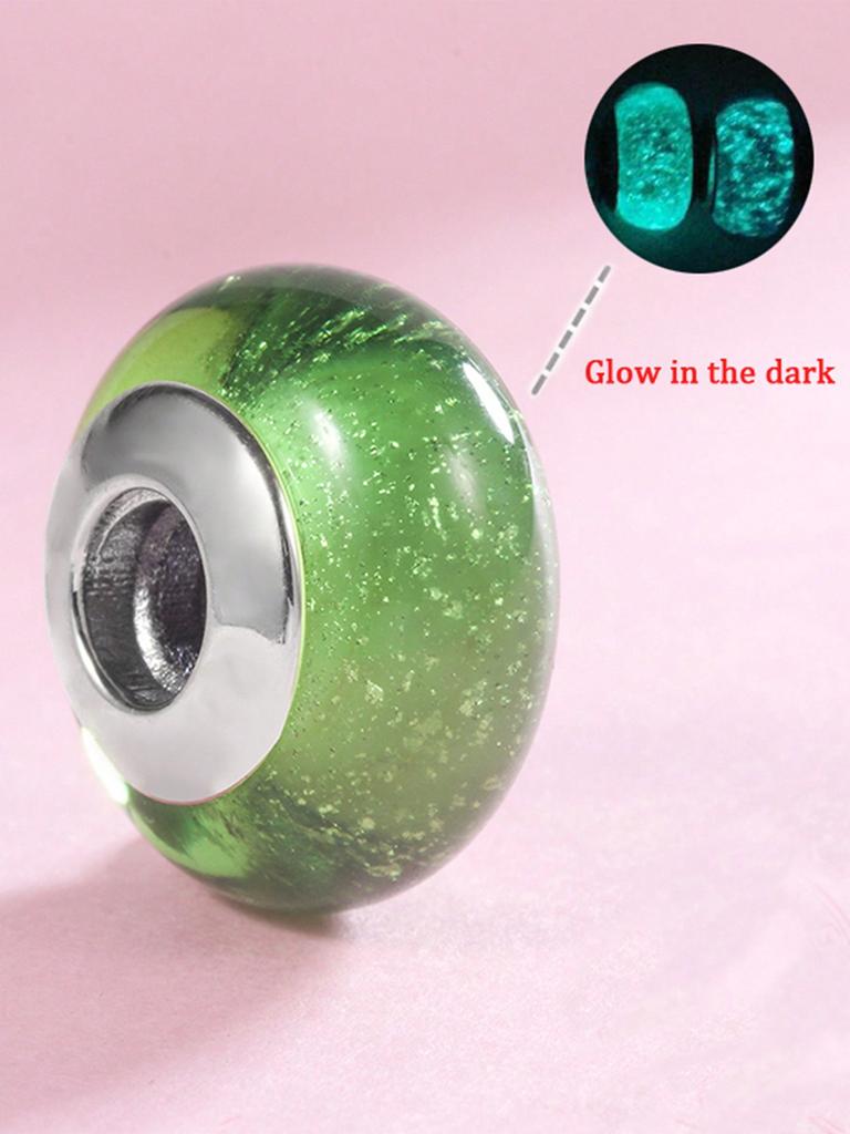 Colorful Night Light Beads Charm Copper Plated Fit Charms Copperoriginal Bracelet For Jewelry Making Diy Charm