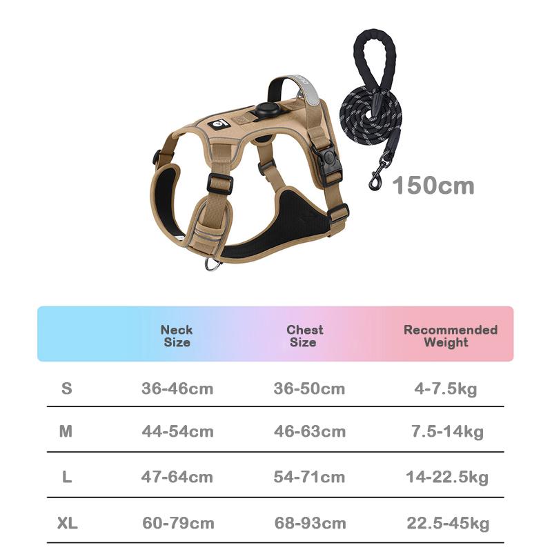 No-Pull Dog Harness for Large Dogs with GPS Tracker Slot Heavy Duty Reflective Adjustable Pet Vest Harness for Outdoor Walking