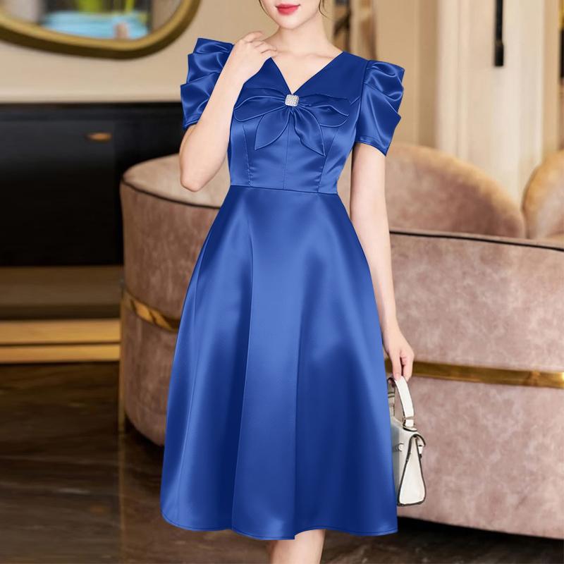 ZANZEA Women Casual V-Neck Summer Short Sleeve A-line Dress