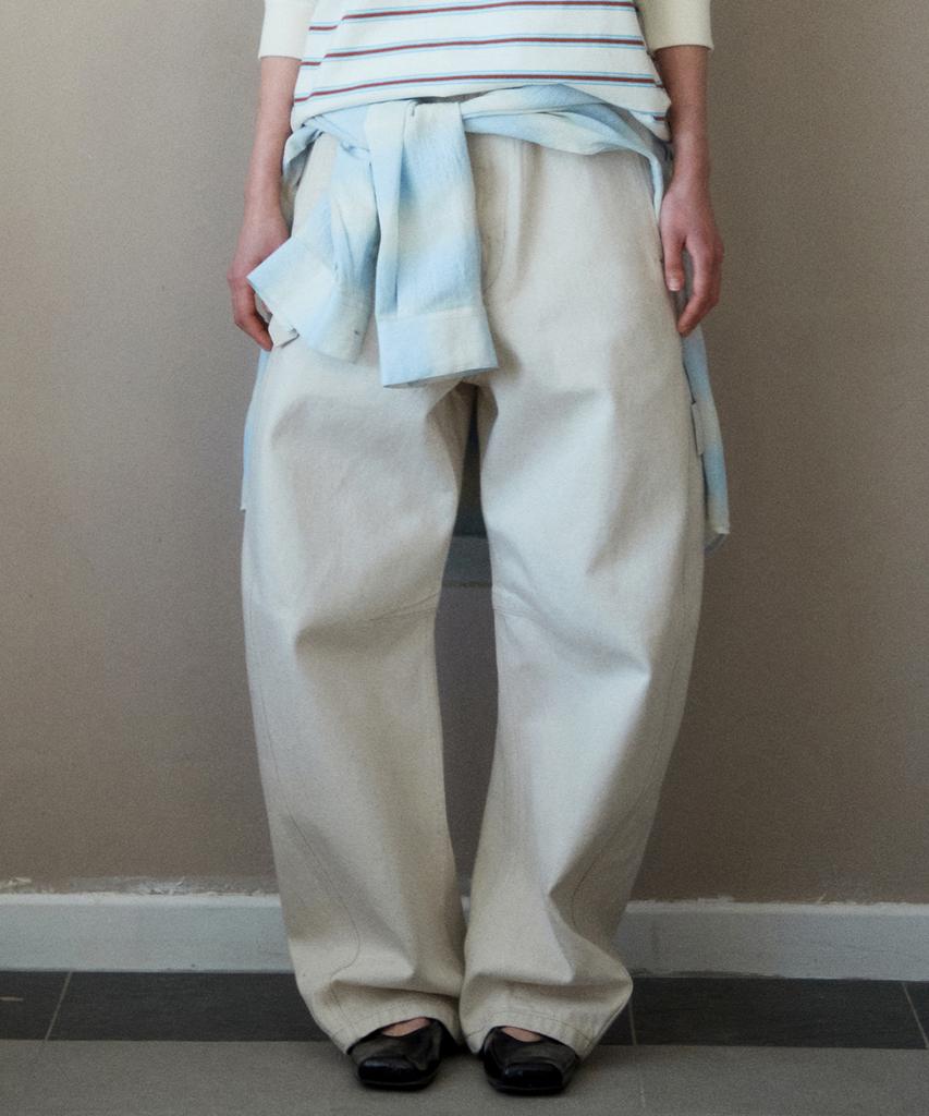 Dirty One Belted Wide Curve Denim Pants (Ivory)