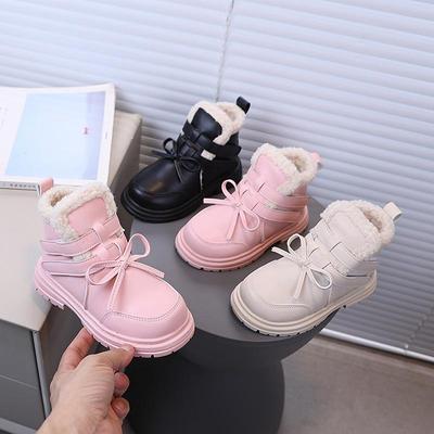 2025 Kinder Winter Samt Baumwollstiefel: Warme Schneestiefel im koreanischen Stil für kleine Mädchen