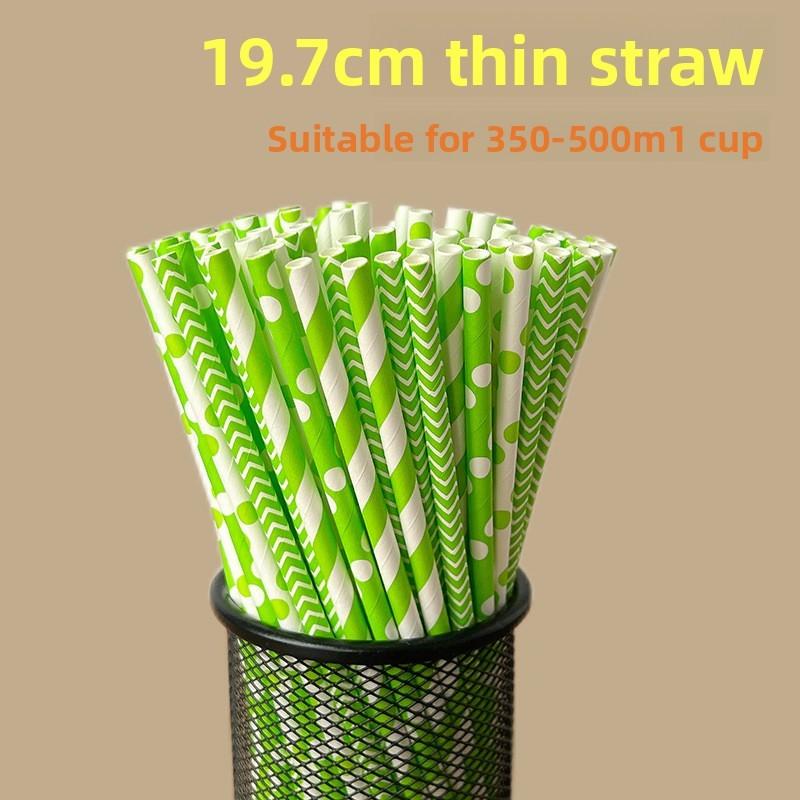 Degradable Striped Paper Drinking Straws For Parties And Creative Beverage Serving
