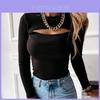 Sexy Mesh Long Sleeve T Shirt With Ribbed Cotton Fabric For Women