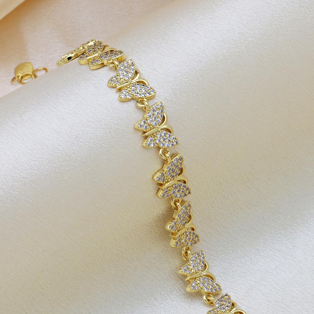 Love Peach Heart Butterfly Moon Star Bracelet Bracelet Women'S Copper Gold-Plated Zirconium Jewelry