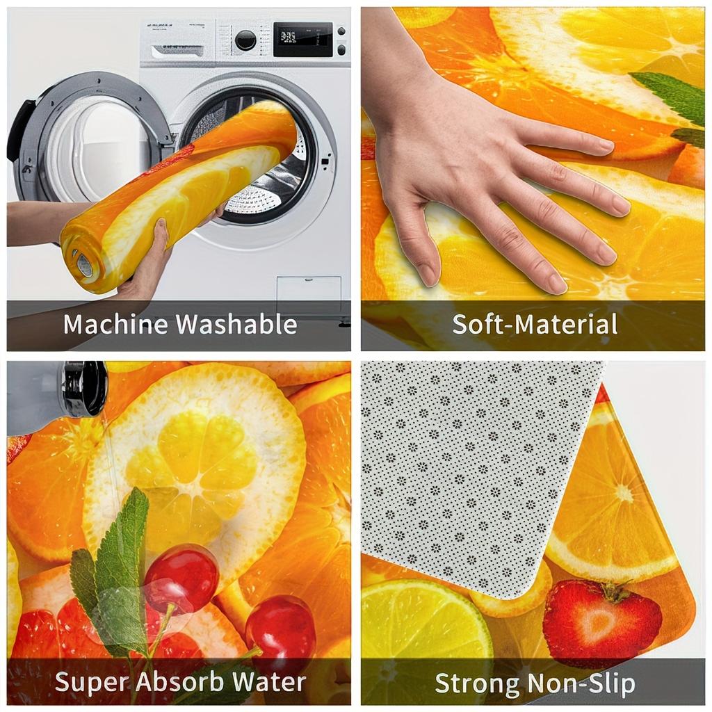 1Pcs Anti Fatigue Kitchen Rugs,  Luxury Fruit Print Waterproof Non-Slip Thick Cushioned Kitchen Mat Heavy Duty Comfort Standing Mat for Kitchen