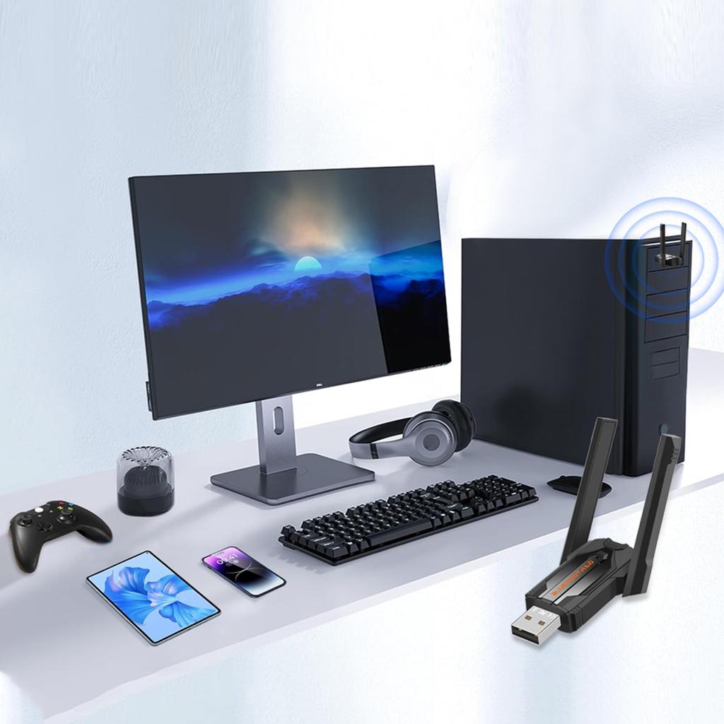 BT 6.0 Adapter Plug & Play Wireless Dongle Reconnect 7 Devices Simultaneously for Headphone/Keyboard/Mouse/Speakers/Printer