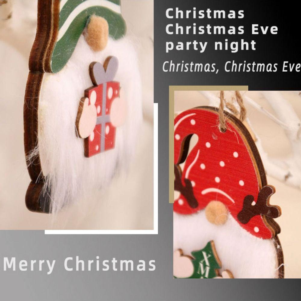 Cartoon Wooden Gnome Pendants Decorative Xmas Elf Doll Ornaments  Christmas Gift