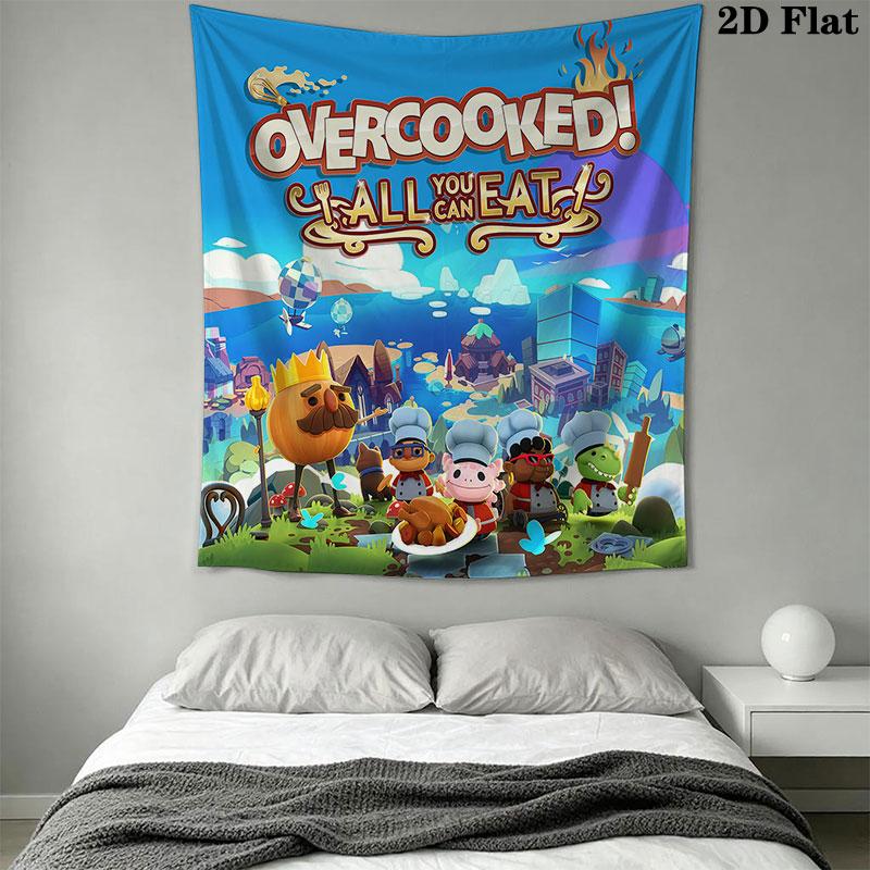 Overcooked Wall Hanging Printed Fabric Blanket Decorative Tapestries for Bedroom Living Room Home Decor