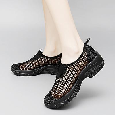 Large Size Spring and Summer Fly-woven Women's Shoes Fashion One-pedal Mesh Breathable Hiking Shoes Casual Shoes Women