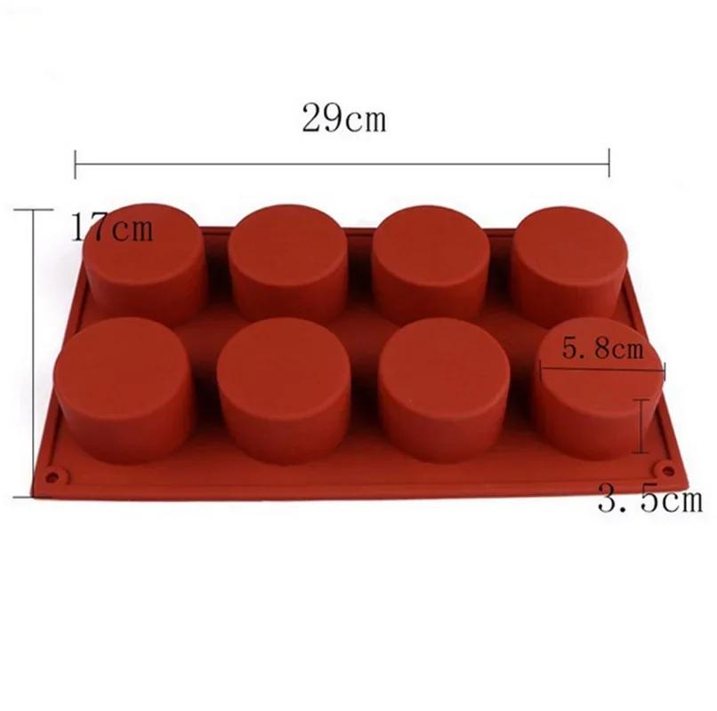 New 6 Cavity Cylinder Silicone Cake Mold For Cookies Making 3D Handmade Kitchen Reuse Baking Tools Decorating Mousse Mould