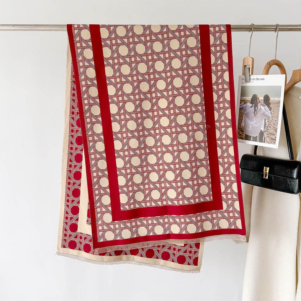 Fashion Elegant Ladie Pashmina Autumn Winter Thick Warm Double Sided Letter Tassel Shawl Coldproof Windproof Blanket Scarf Caped