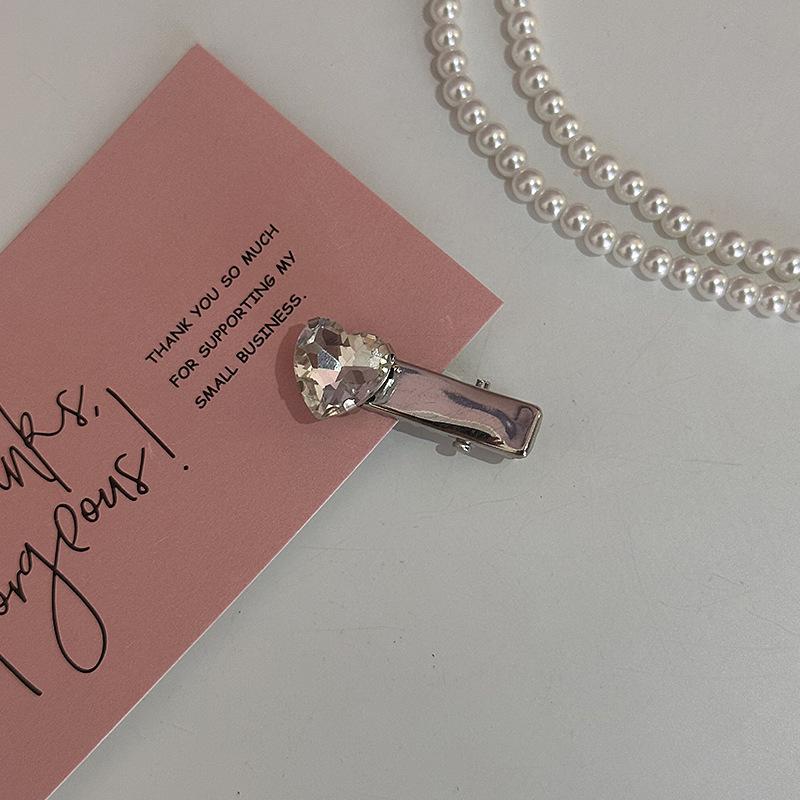 Rhinestone Love Heart Hairpins Y2K Pink Women Girls Sweet Cool Barrettes Women Korean Fashion Hiphop Hair Clip Style Accessories