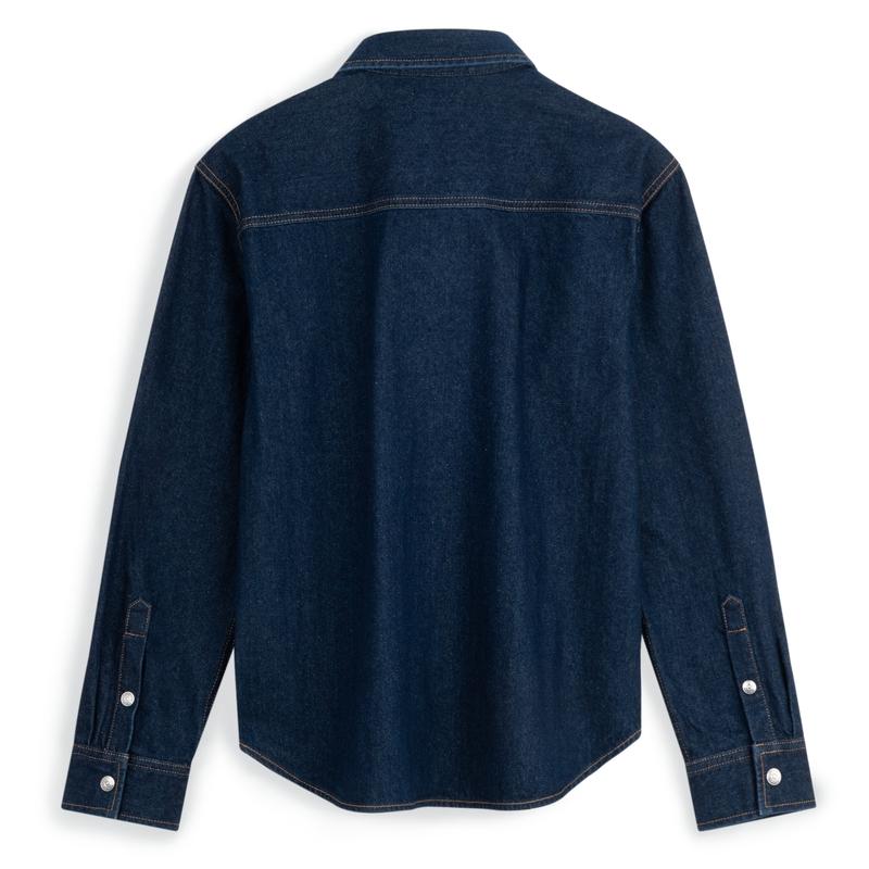 Calvin Klein Classic Retro Square Pocket Loose Denim Shirt Men shirts Dark-Blue J327310