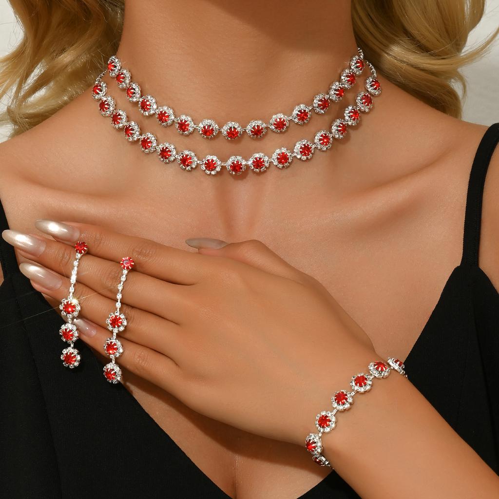 Fashionable Geometric Circular Simple Luxury Style Necklace Earrings Bracelet Jewelry Set Party Holiday Daily Wear