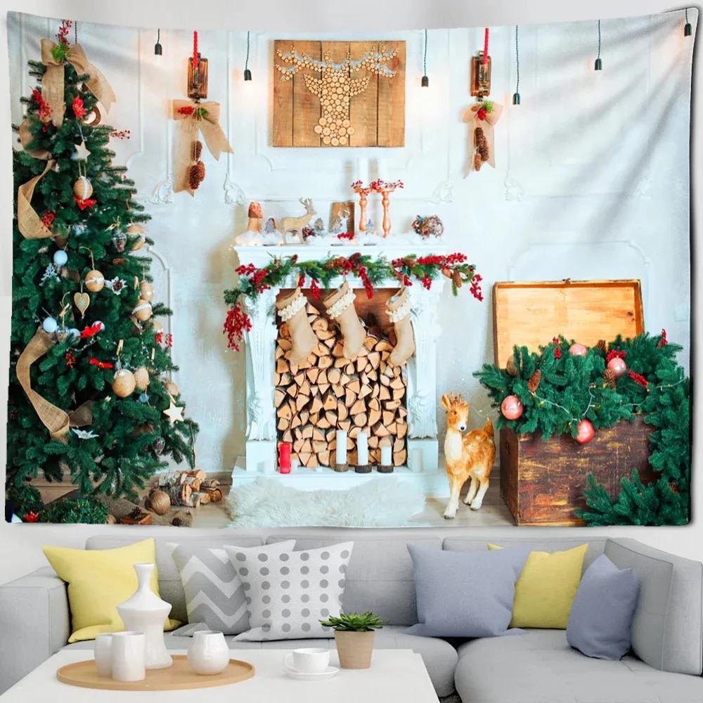 Weihnachtliches Katzenmuster Wandteppich Schlafzimmer Wohnzimmer Heim Wanddekoration