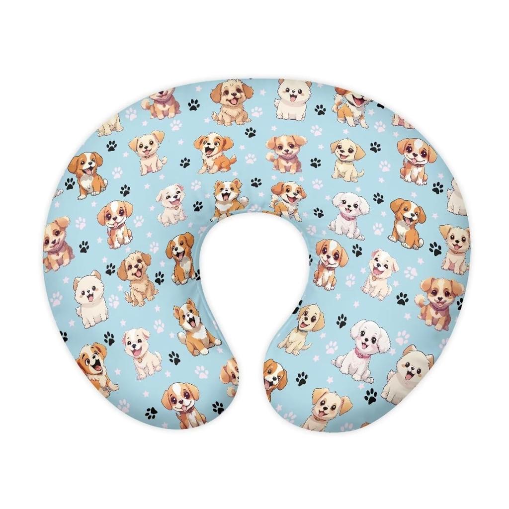 Cute Dog Print Neutral Breastfeeding Pillow Cover Animal Paw Patterns Stretch Soft Nursing Pillow Cover Lightweight Baby Nursery Breast Feeding