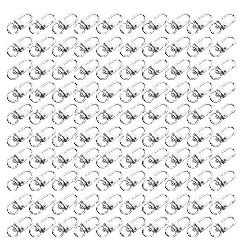 100Pcs Delicate Zinc Alloy Swivel Clips Carabiner Clip Swivel Triggers Dog Buckle KeyRing for Creative DIY Projects