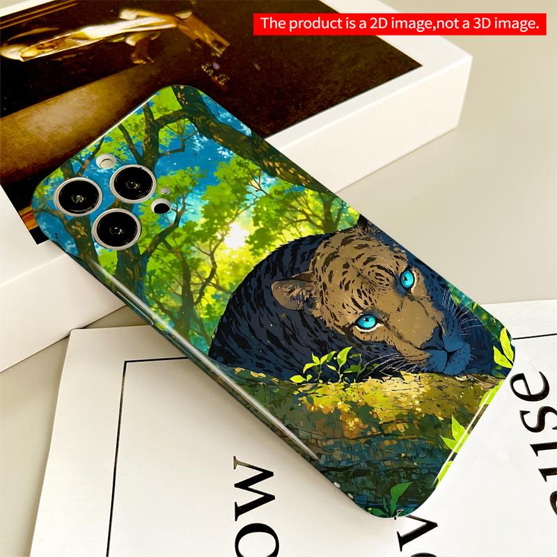 2DFlat Blue-Eyed Leopard in Sunlit Forest All inclusive film hard iPhone case, compatible with iPhone 18 Pro Max 17 16 15 14 13 12 11