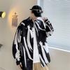 Autumn Retro Buckle New Chinese Style Stand Collar Shirt Men's Niche Graffiti Printing Design Sense Ruan Handsome Top