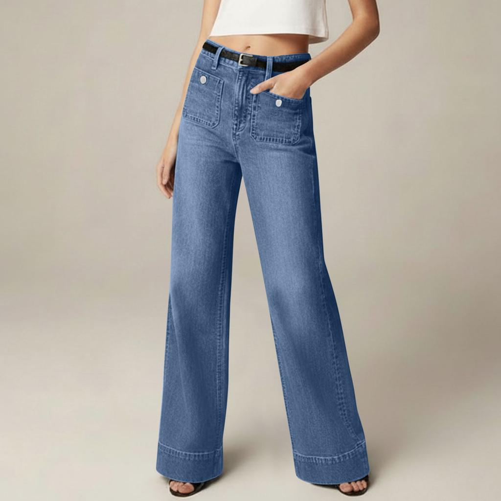 Women's Fashion Slim-Fit Versatile Slightly Flared Long Pants Casual Jeans