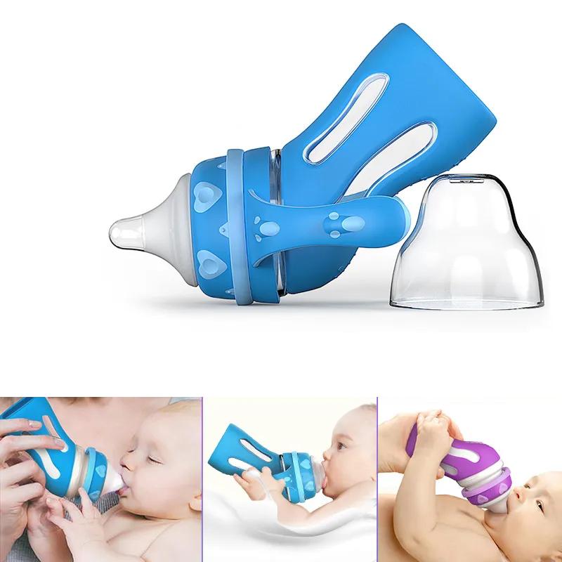 Baby Bottle Newborn Glass Anti-fall High Temperature Anti-flatulence Choking Baby Weaning Pot Heating Insulation Dual-use Bottle
