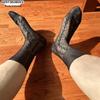 Men's Royal Blue Diamond Jacquard Nylon Dress Socks, Non-Curling, Breathable.